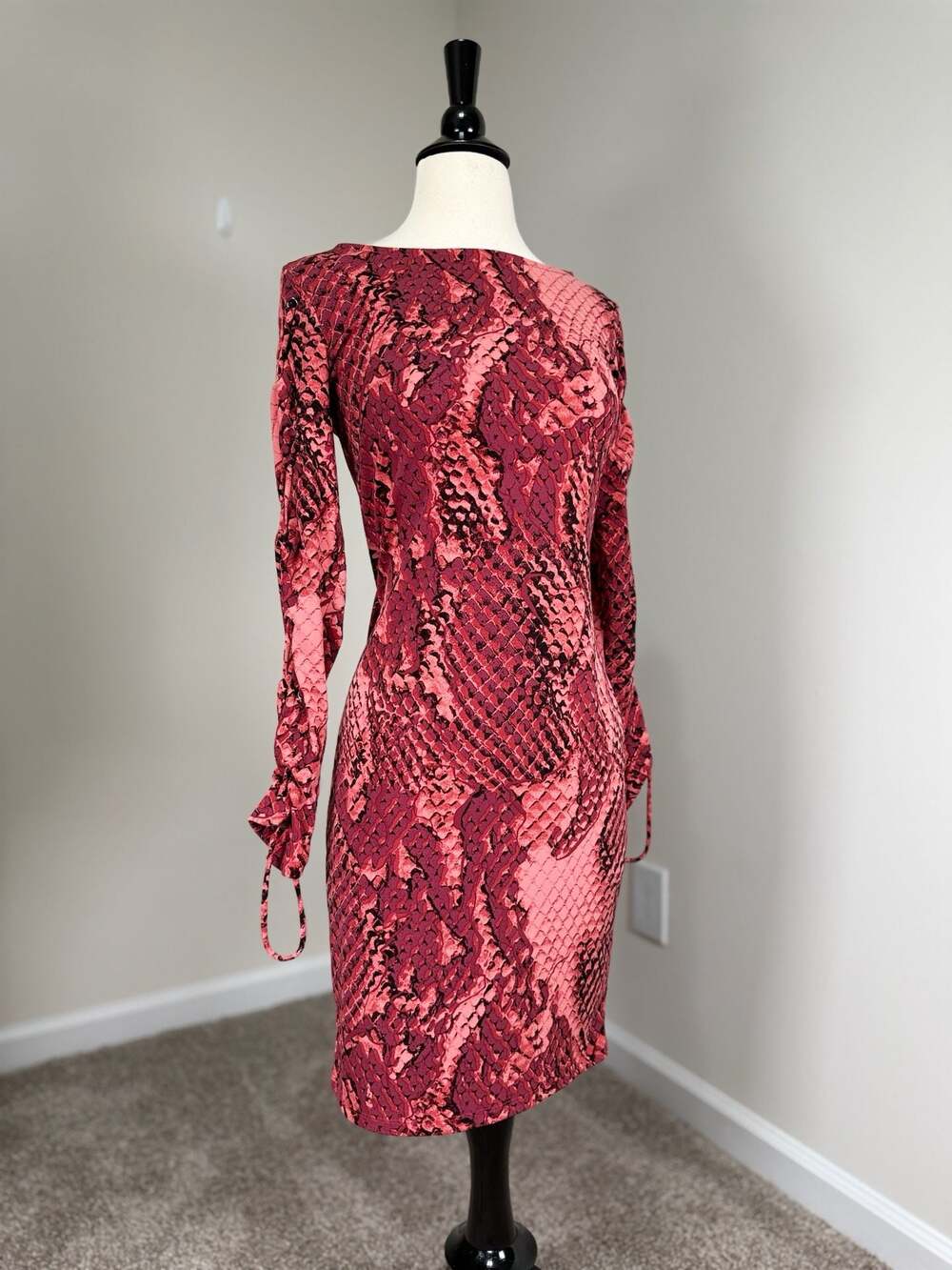 Project Runway Snake Print Laced Up Long Sleeve Mini Dress Indie Sleaze Cocktail